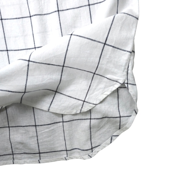 Tahari Linen Navy and White Window pane Top - Picture 6 of 8